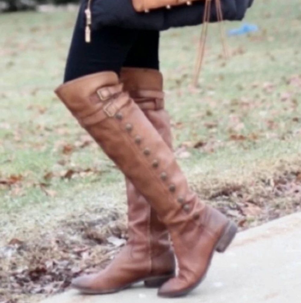 Sam Edelman Over Knee Pierce Whiskey Brown Leather Tall Riding Boot Women 7.5 - Picture 13 of 14